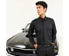 Premier Mens Long Sleeve Pilot Plain Work Shirt (Black) - RW1085