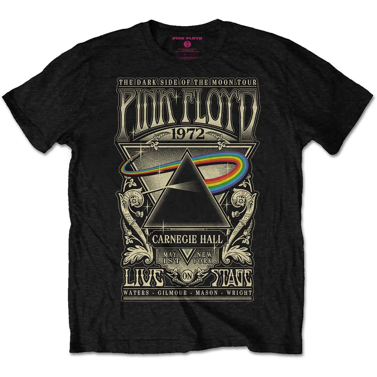 Pink Floyd Unisex Adult Carnegie Hall Poster T-Shirt (Black) - RO4106