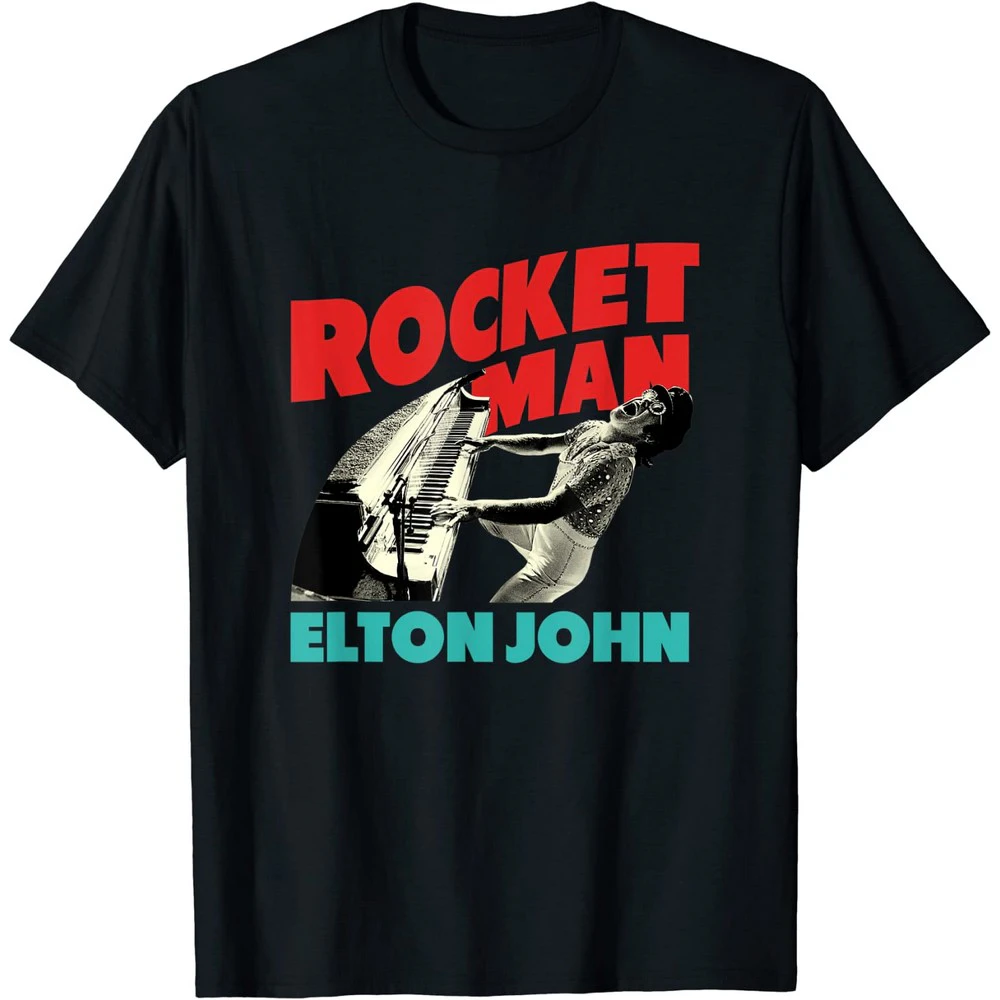 Elton John Unisex Adult Rocketman T-Shirt (Black) - RO3005