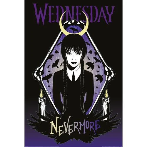 Wednesday Nevermore Raven Poster (Black/Purple) - PM5857