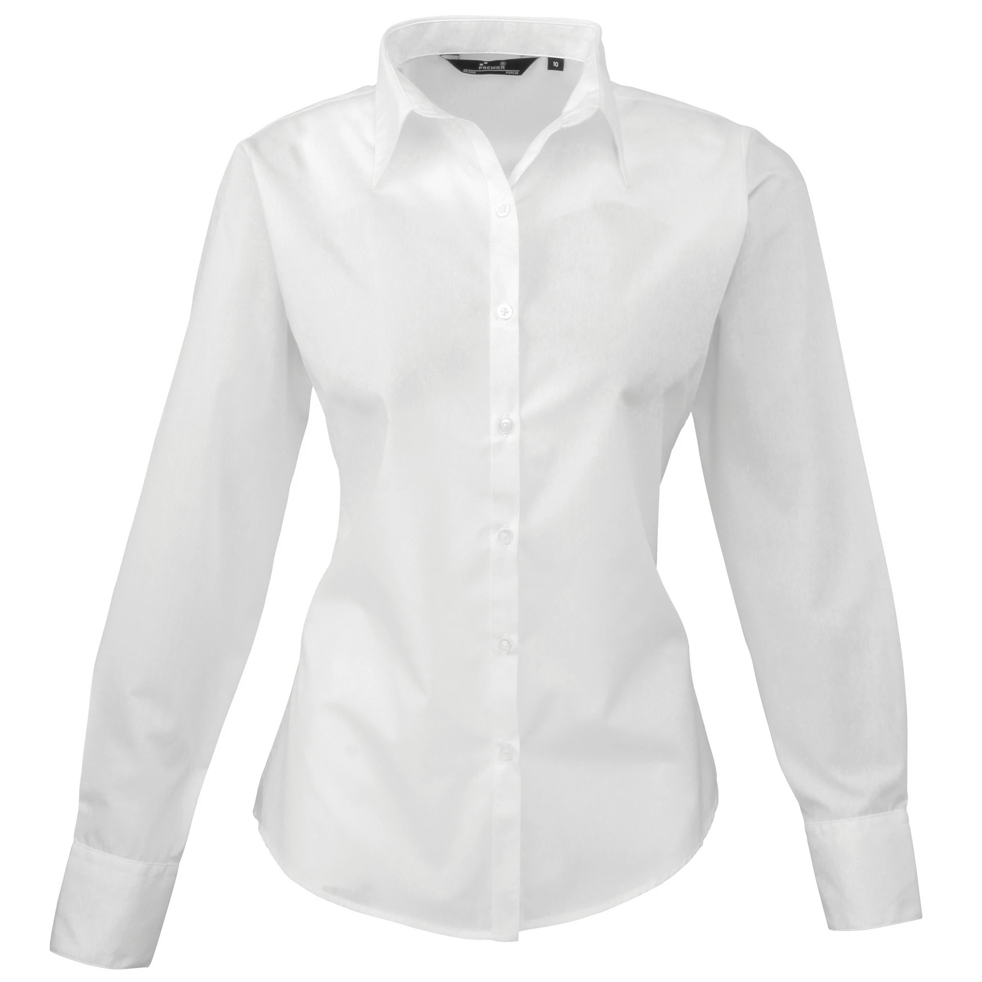 Premier Womens Poplin Long Sleeve Blouse / Plain Work Shirt (White) - RW1090