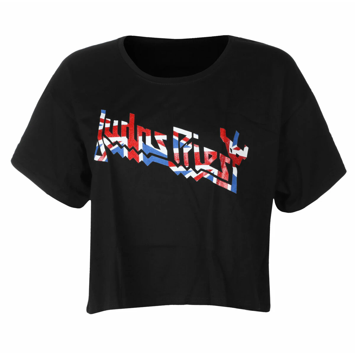 Judas Priest Womens Union Jack Cotton Boxy T-Shirt (Black) - RO7727