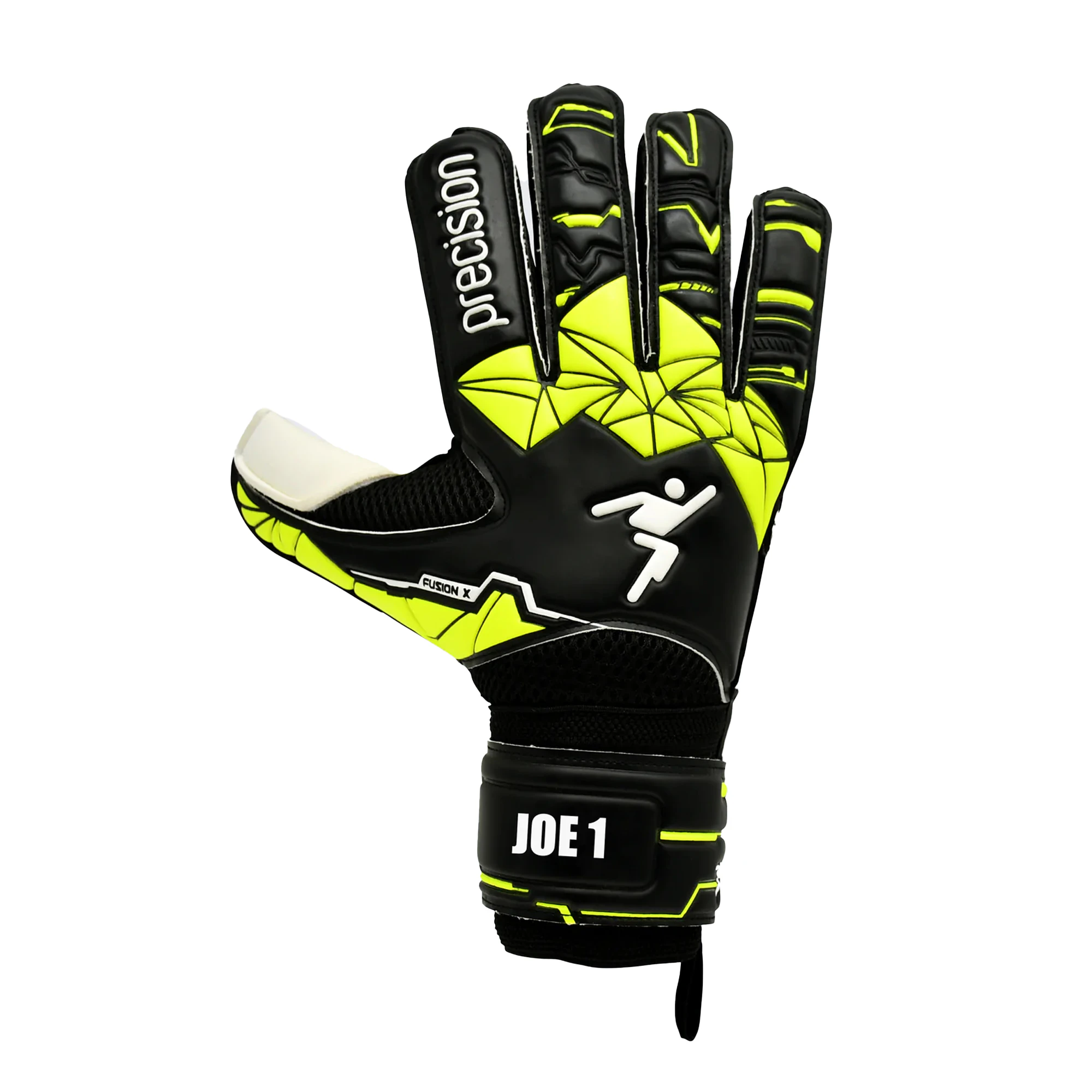 Precision Childrens/Kids Fusion X Goalkeeper Gloves (White/Black/Neon Green) - RD3134