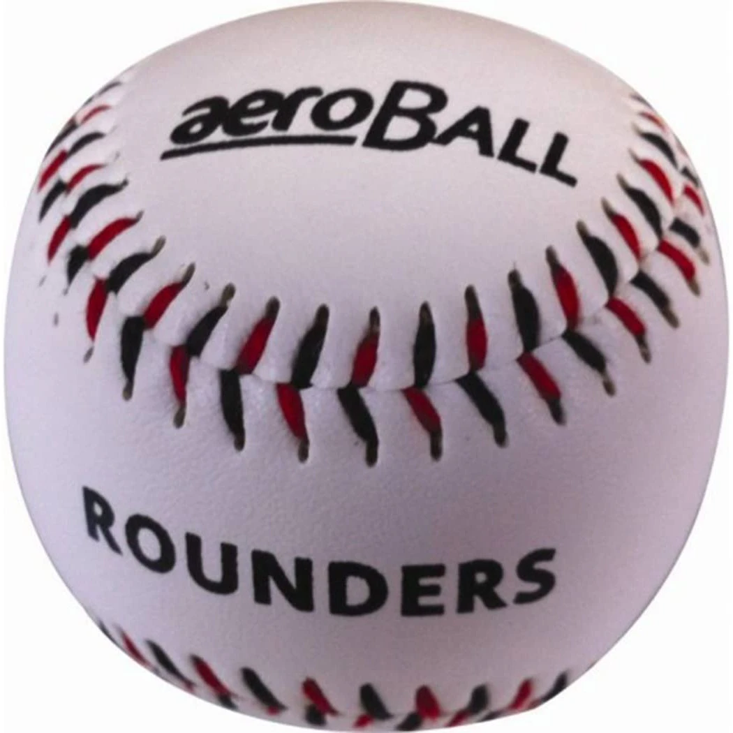 Aeroball Leather Rounders Ball (White/Black/Red) - CS425