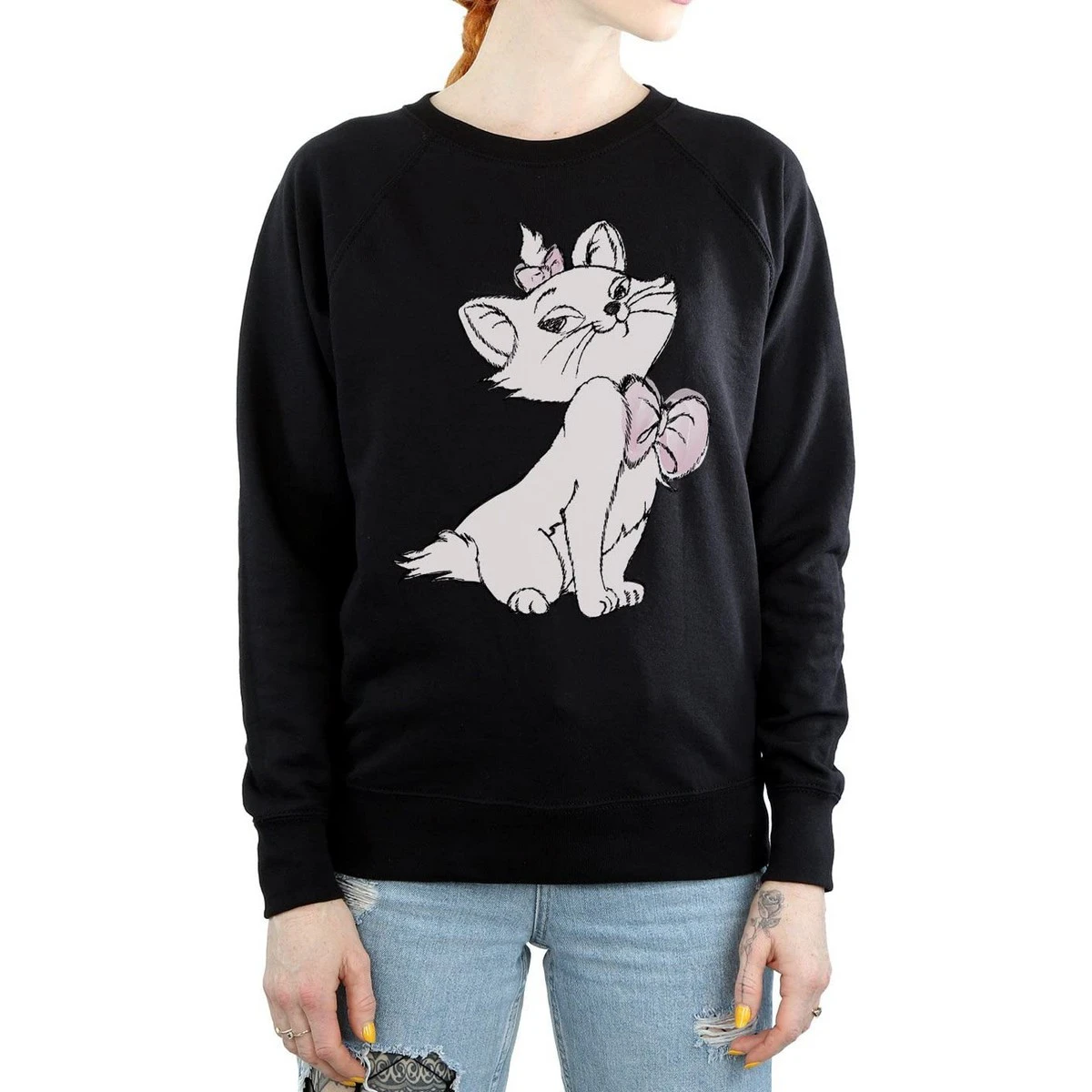 The Aristocats Womens Marie Cotton Sweatshirt (Black) - BI956