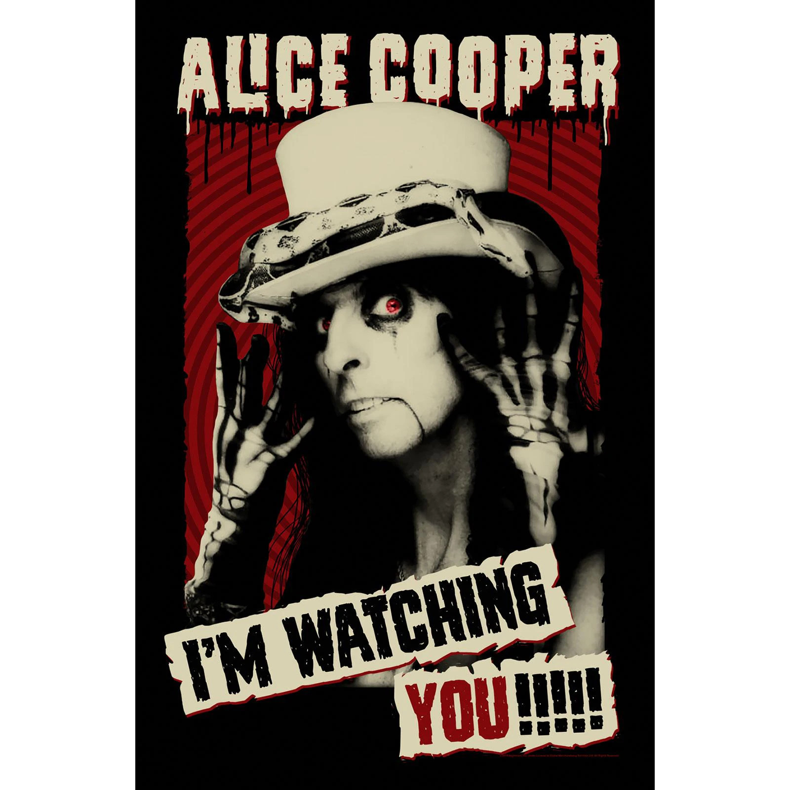 Alice Cooper I´m Watching You Textile Poster (Black/White/Red) - RO6234