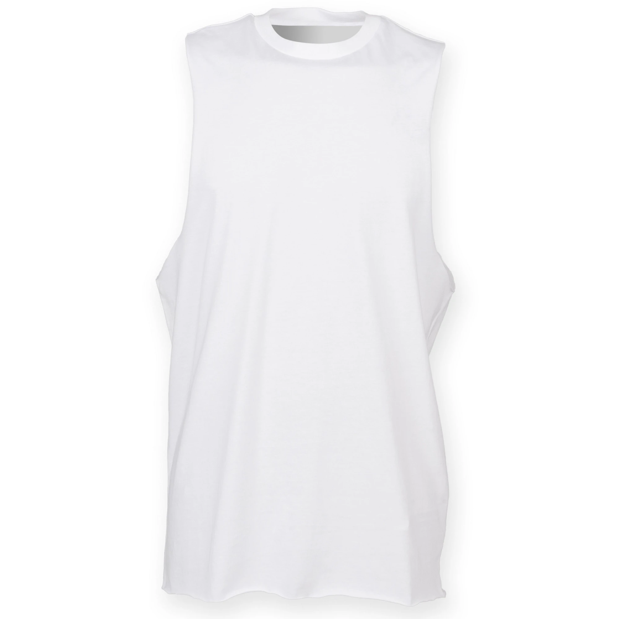 Skinnifit Mens High Neck Slash Armhole Vest (White) - RW4739