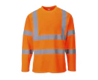 Portwest Mens Hi-Vis Comfort Long-Sleeved Safety T-Shirt (Orange) - PW758