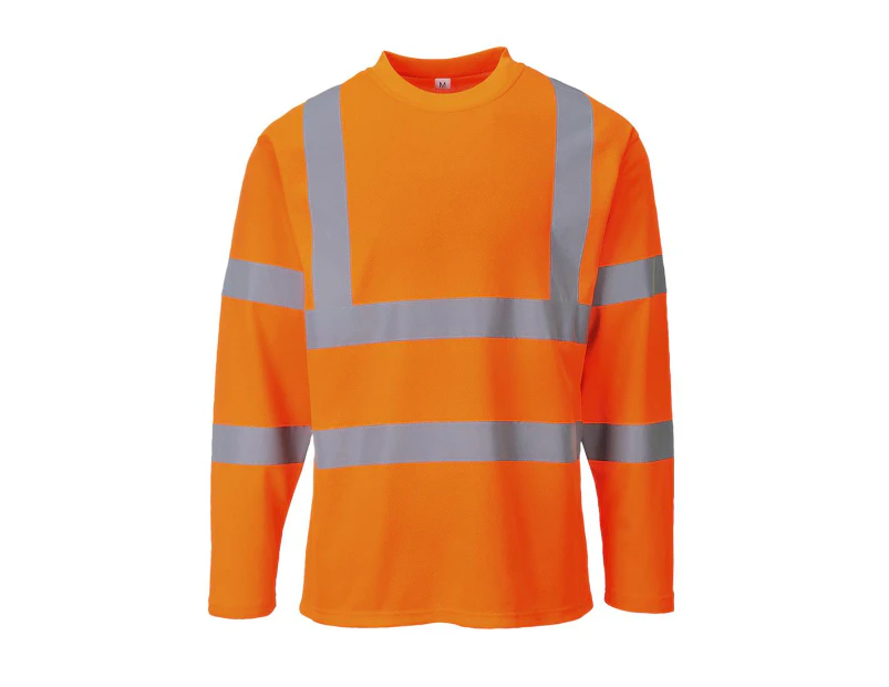 Portwest Mens Hi-Vis Comfort Long-Sleeved Safety T-Shirt (Orange) - PW758
