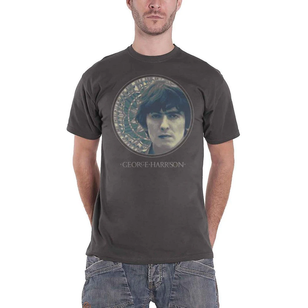 George Harrison Unisex Adult Portrait Cotton T-Shirt (Charcoal Grey) - RO5222