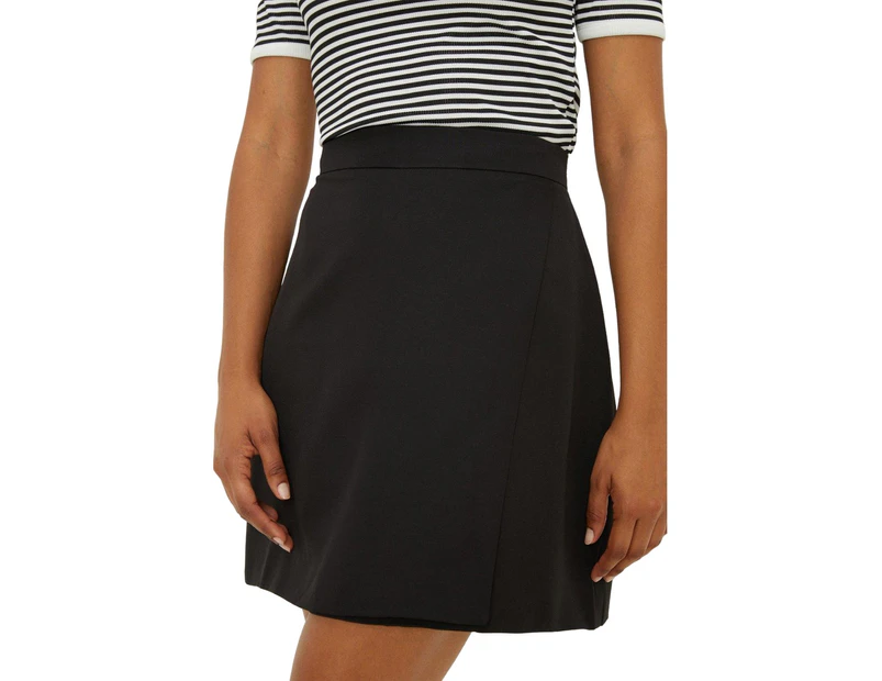 Dorothy Perkins Womens Wrap Tailored Mini Skirt (Black) - DP3817