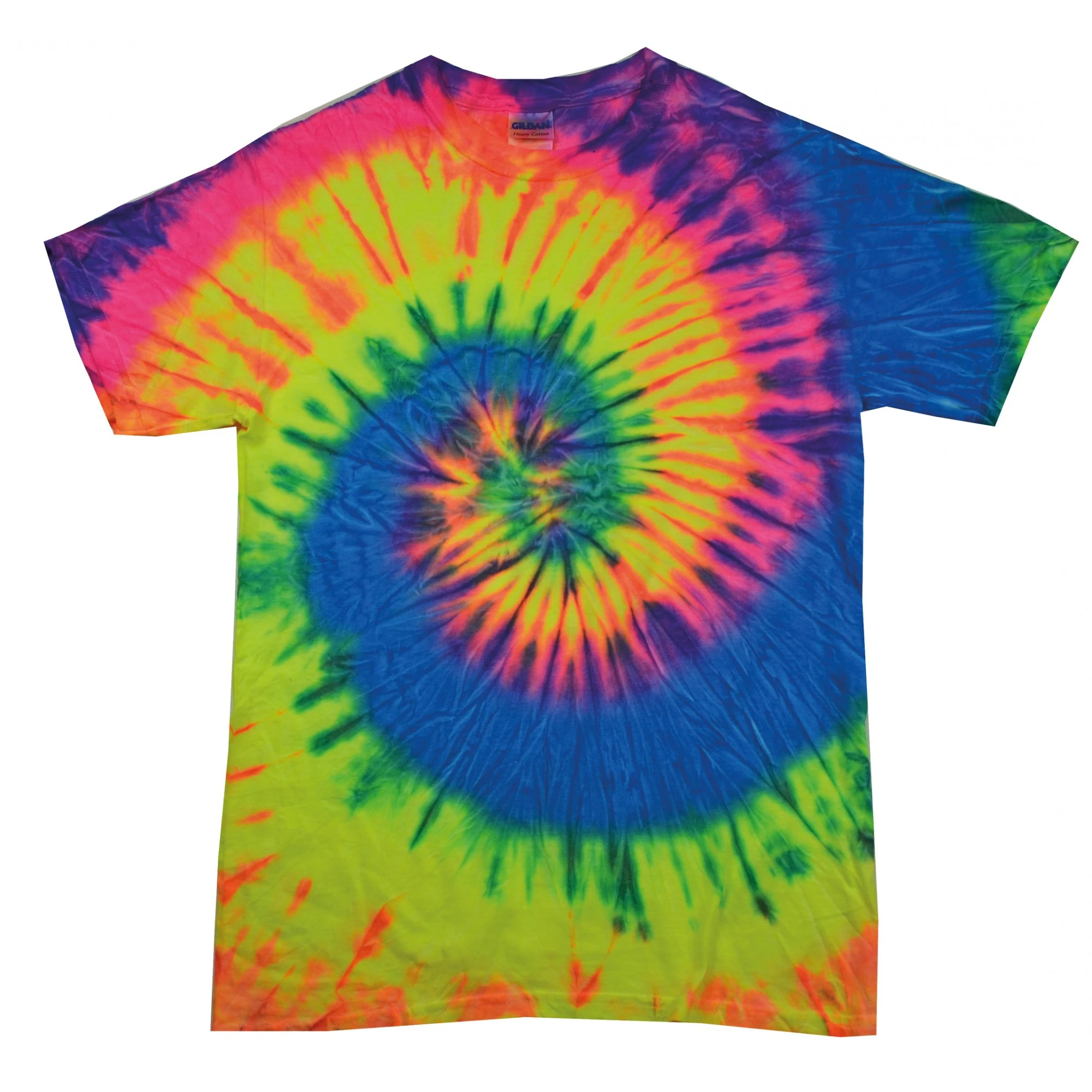 Colortone Womens Rainbow Tie-Dye Short Sleeve Heavyweight T-Shirt (Neon Rainbow) - RW2627