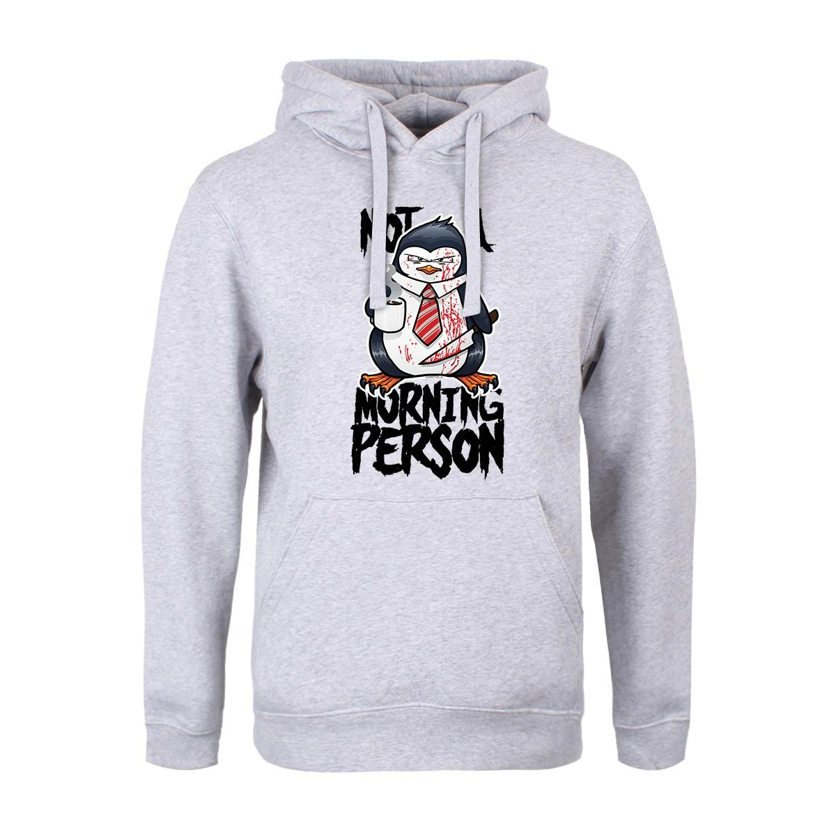 Psycho Penguin Mens Not A Morning Person Hoodie (Grey) - GR2788