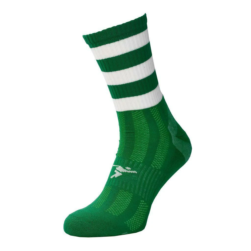 Precision Childrens/Kids Pro Hooped Football Socks (Green/White) - RD180