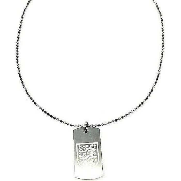 England FA Stainless Steel Engraved Crest Dog Tag And Chain (Silver/Black) - BS4240