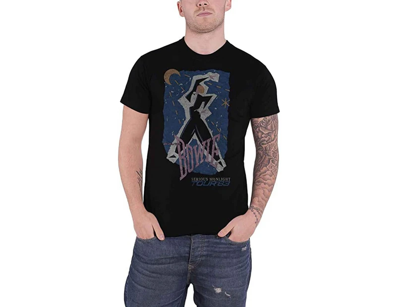 David Bowie Unisex Adult 83´ Tour T-Shirt (Black) - RO892