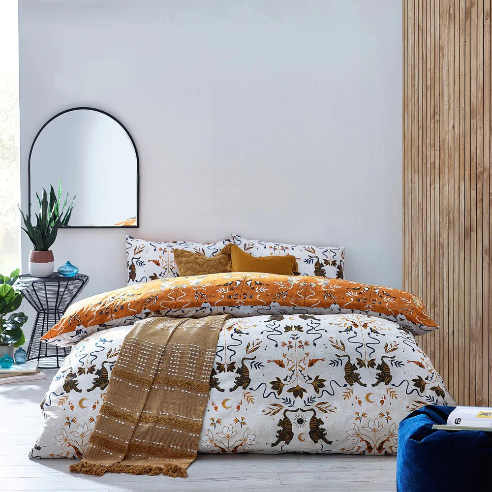 Furn Tiger Fish Botanical Duvet Cover Set (Multicoloured) - RV2512