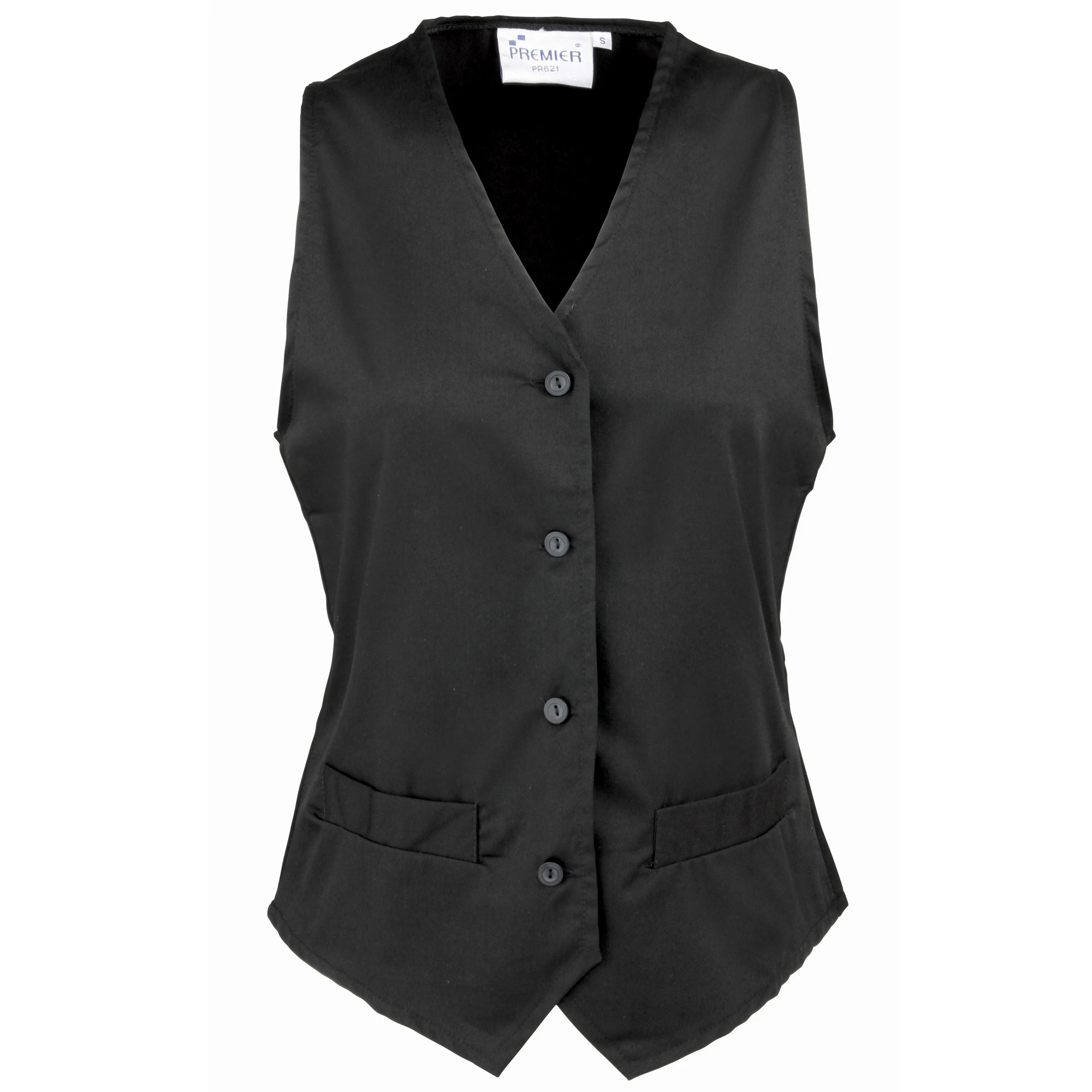 Premier Womens Hospitality Waistcoat / Catering / Barwear (Black) - RW1112