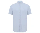 Henbury Mens Modern Short Sleeve Slim Fit Oxford Shirt (Blue) - PC3830