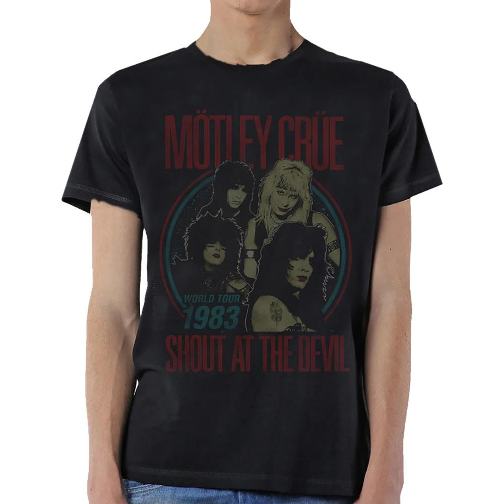 Motley Crue Unisex Adult World Tour Devil Vintage T-Shirt (Black) - RO1083