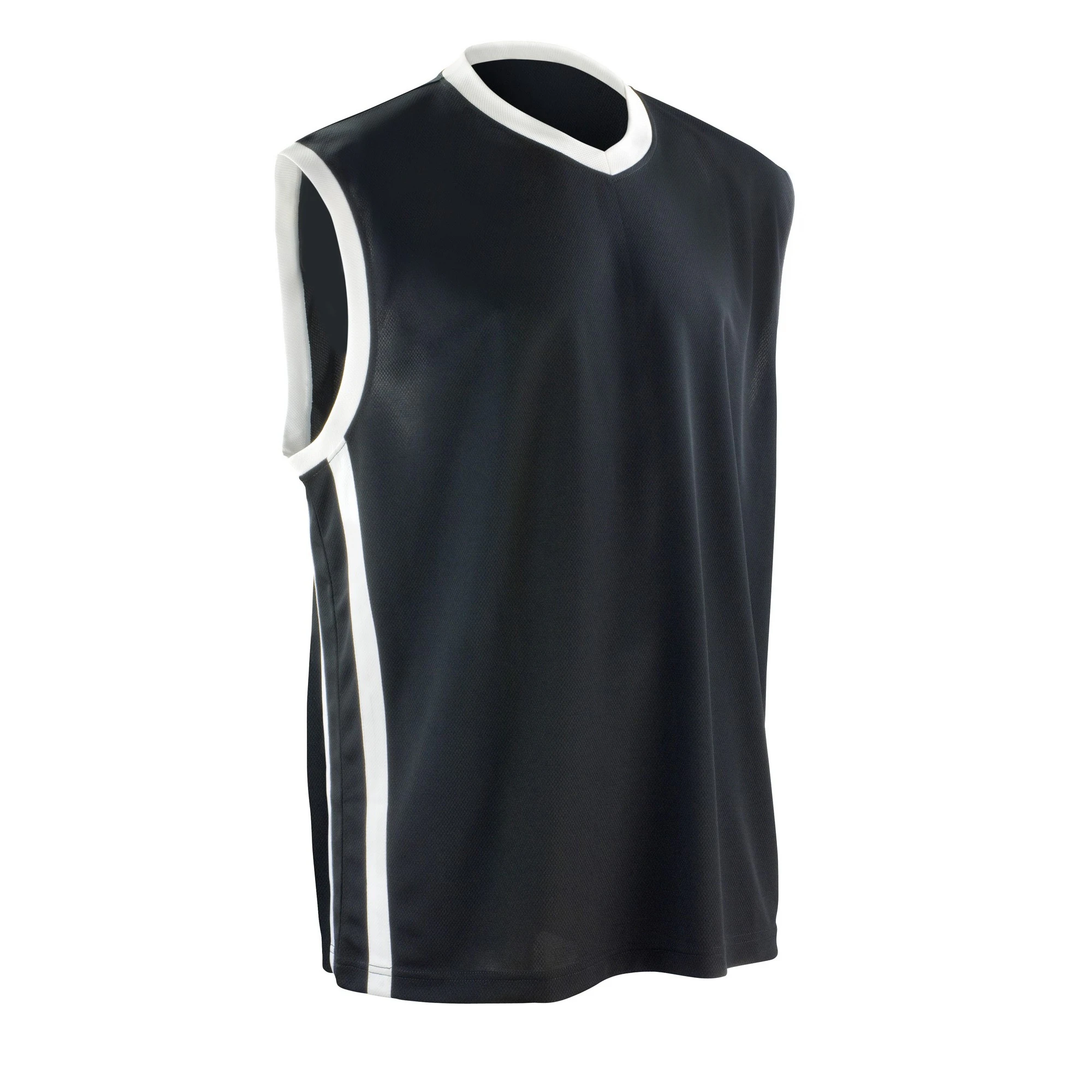 Spiro Mens Basketball Quick Dry Sleeveless Top (Black / White) - RW4778