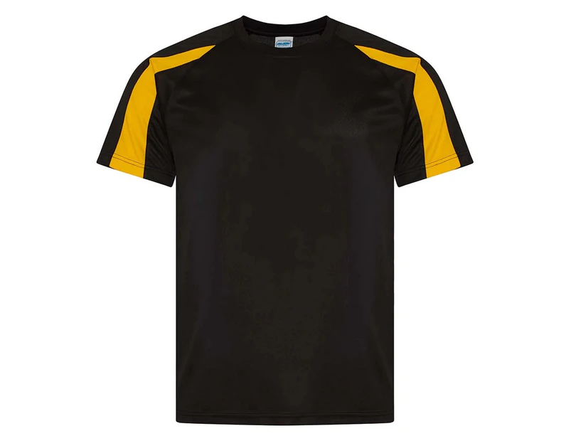 AWDis Cool Mens Contrast Moisture Wicking T-Shirt (Jet Black/Gold) - PC5918