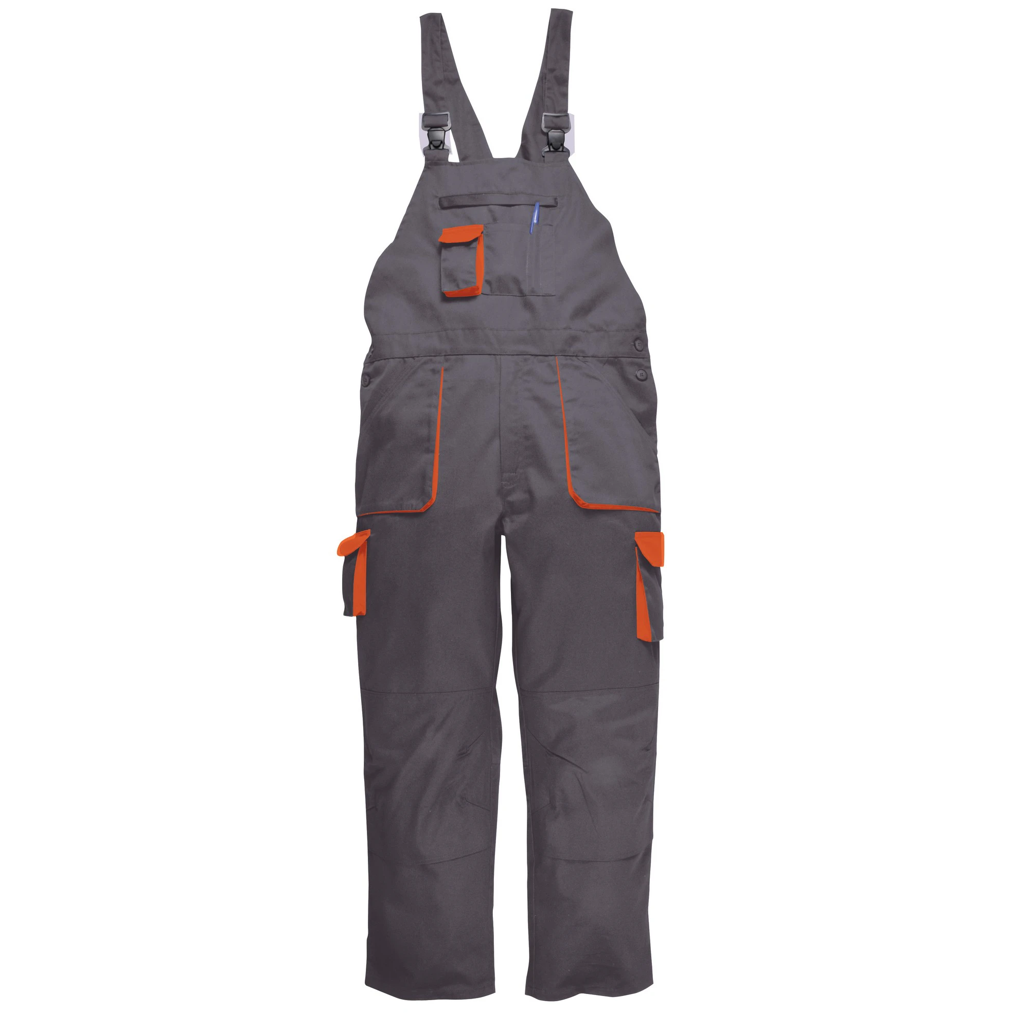 Portwest Contrast Bib & Brace / Workwear (Pack of 2) (Grey/Orange) - RW6975