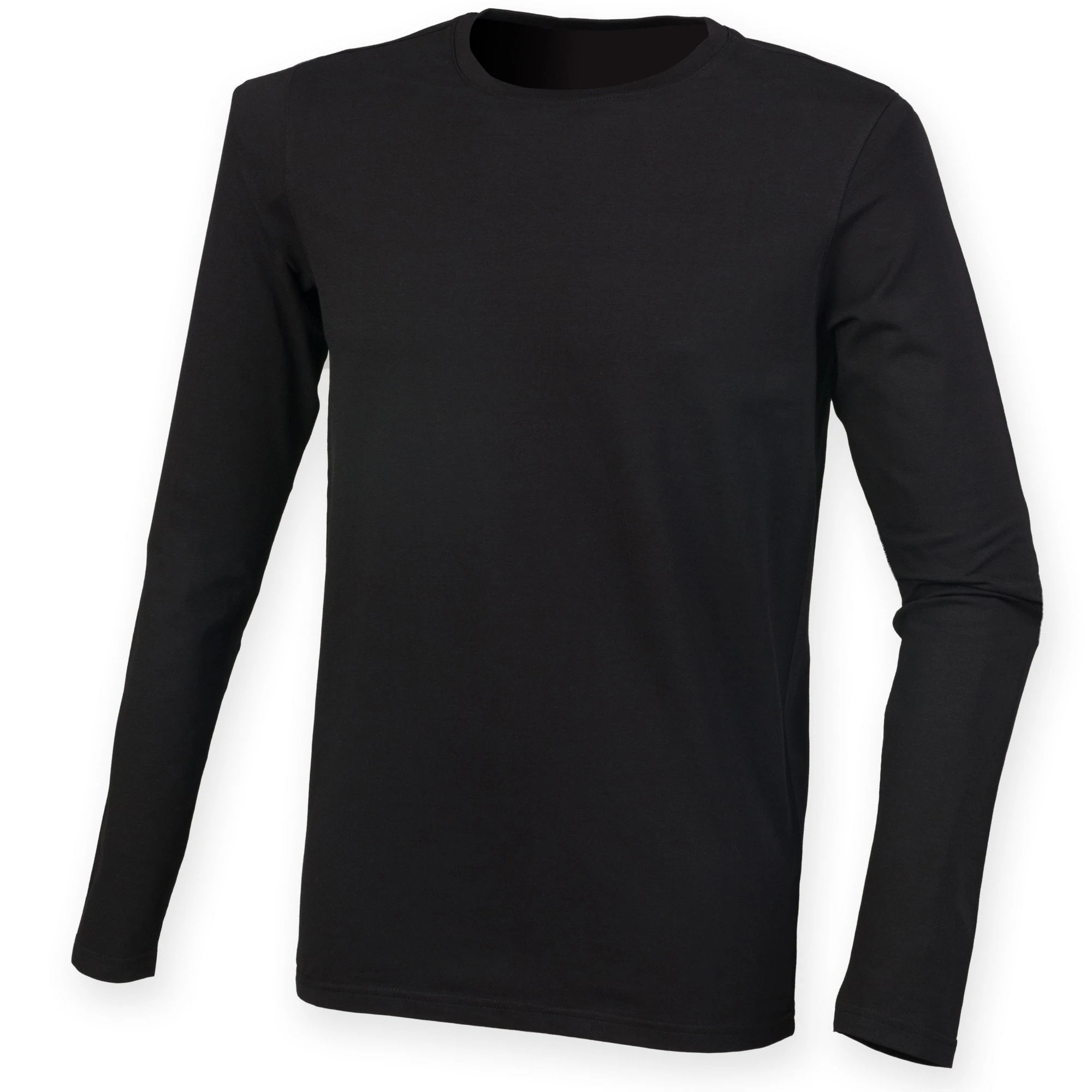 Skinnifit Mens Feel Good Long Sleeved Stretch T-Shirt (Black) - RW4736