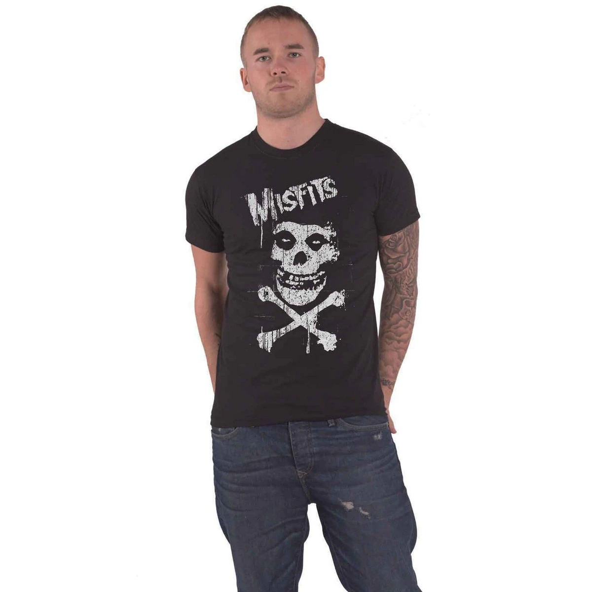 Misfits Unisex Adult Skull And Crossbones Cotton T-Shirt (Black) - RO2965