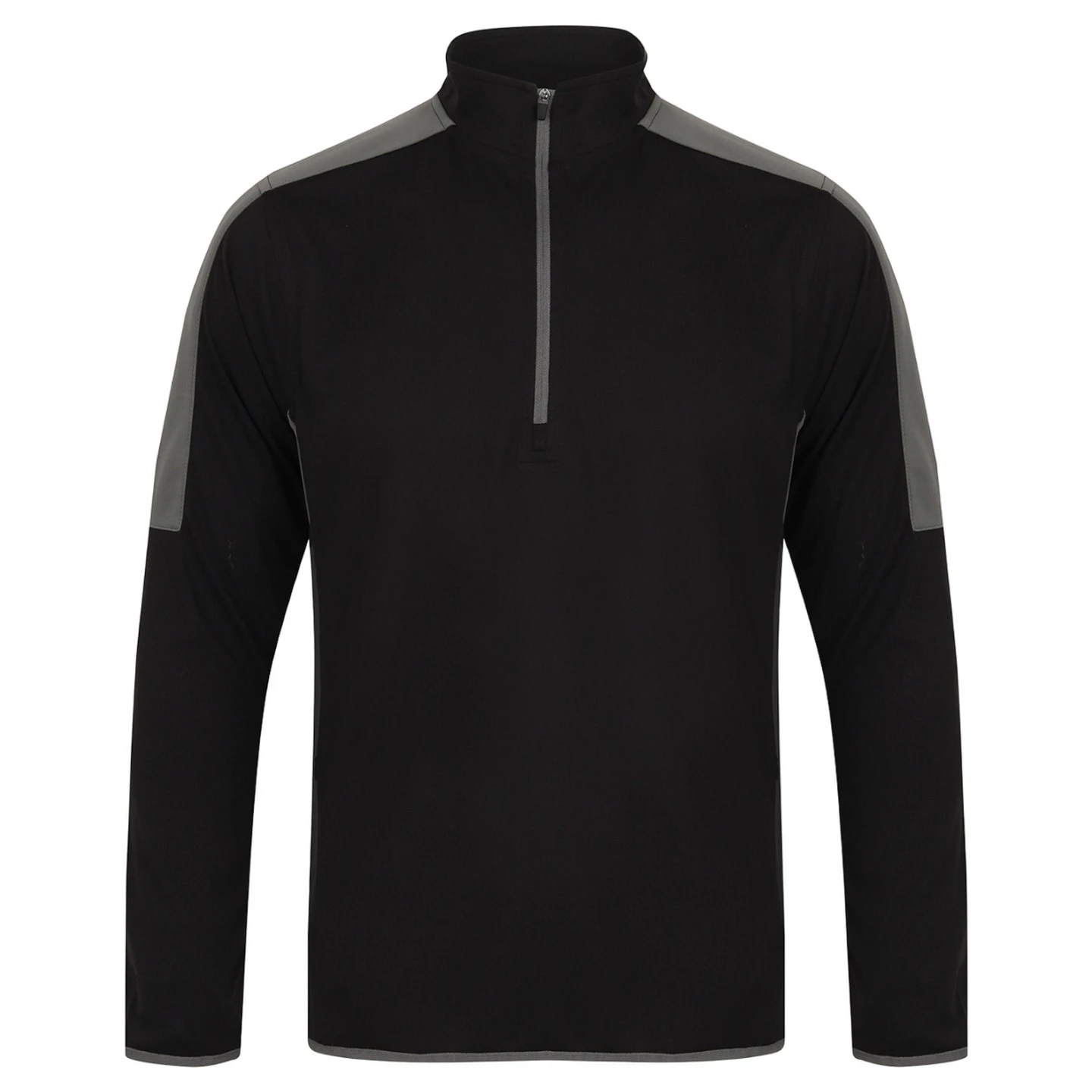 Finden & Hales Mens Contrast Panel Quarter Zip Midlayer (Black/Gunmetal Grey) - RW9578