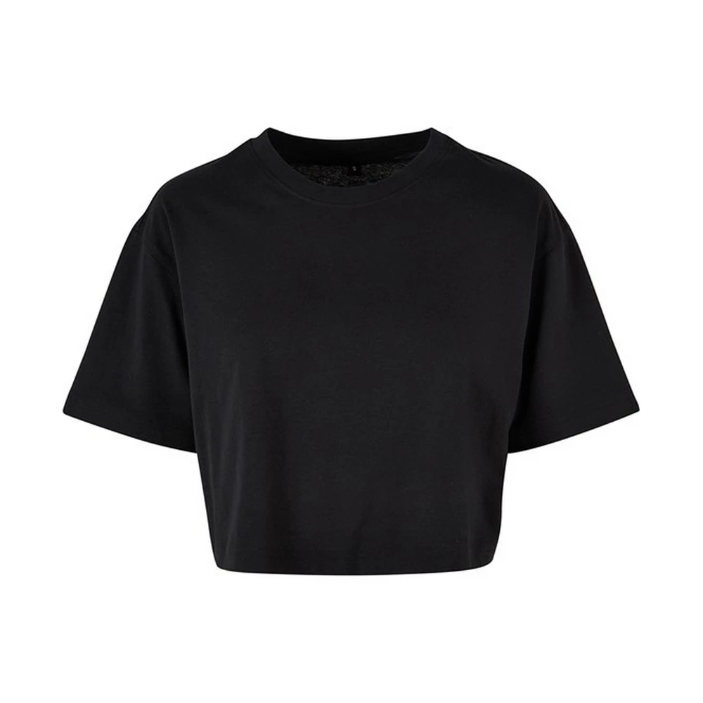 Build Your Brand Womens Oversized Short-Sleeved Crop Top (Black) - RW9837