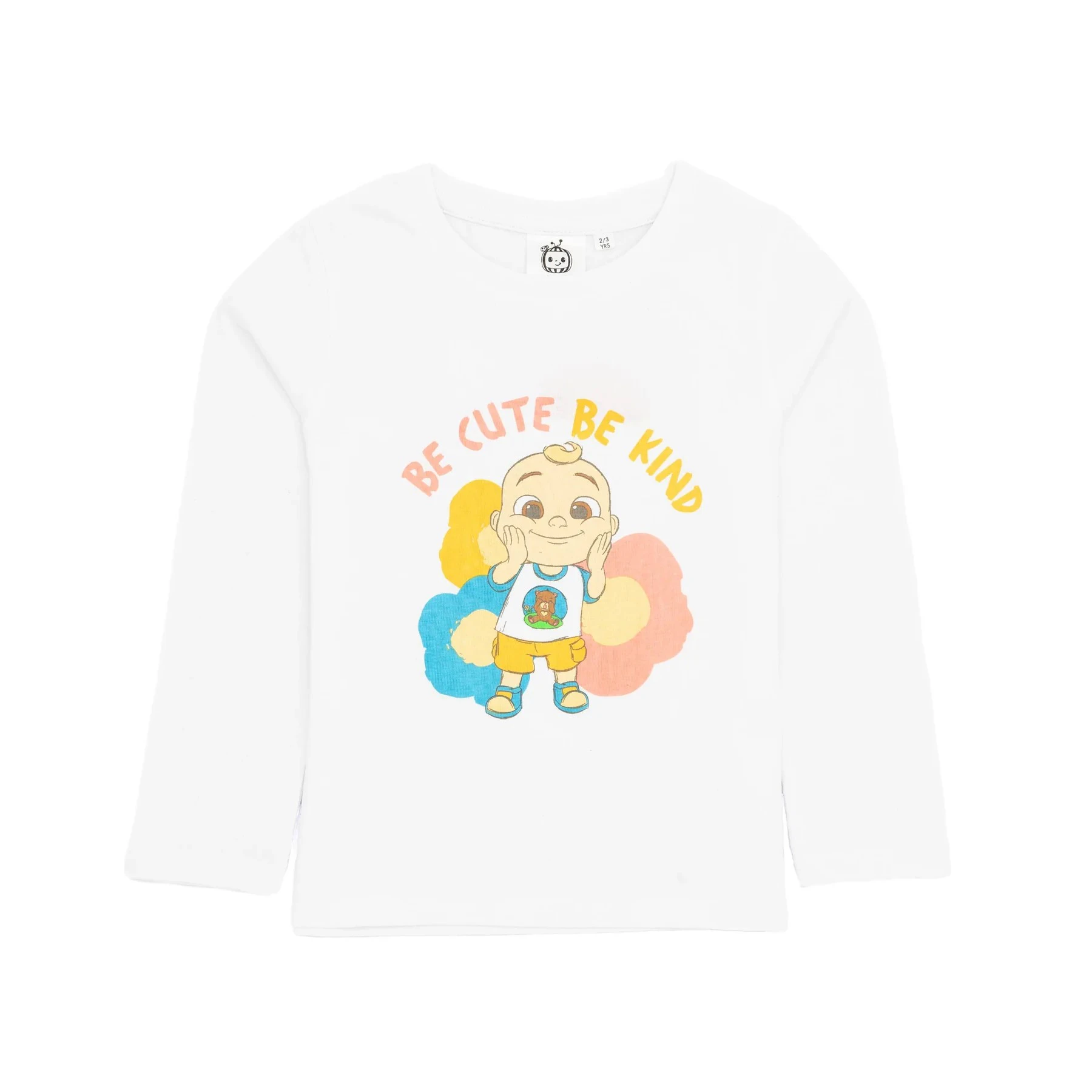 Cocomelon Girls Be Cute Be Kind Long-Sleeved T-Shirt (White) - NS7158