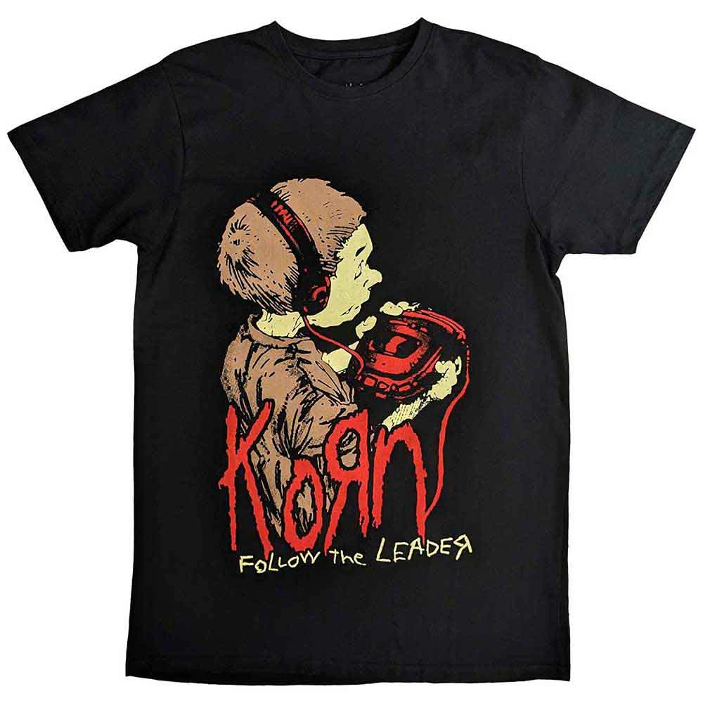 Korn Unisex Adult Follow The Leader Back Print Cotton T-Shirt (Black) - RO9888