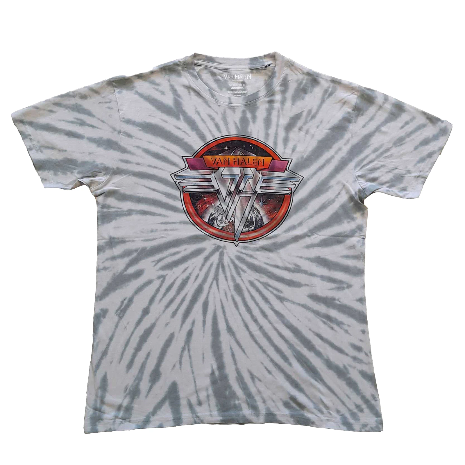 Van Halen Unisex Adult Chrome Tie Dye Logo T-Shirt (Grey) - RO4638