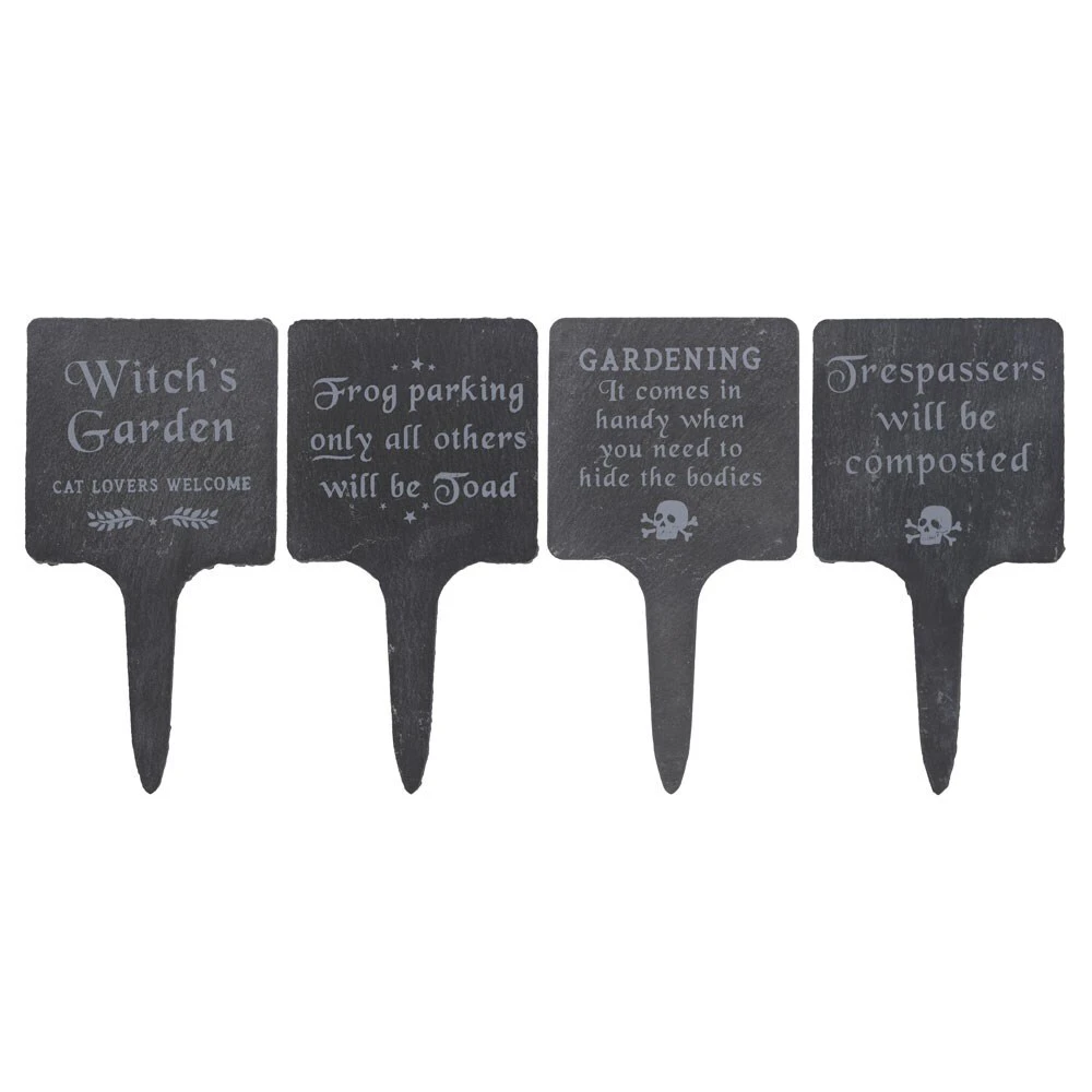 Something Different Gothic Garden Plaque Set (Pack of 4) (Black/White) - SD4314