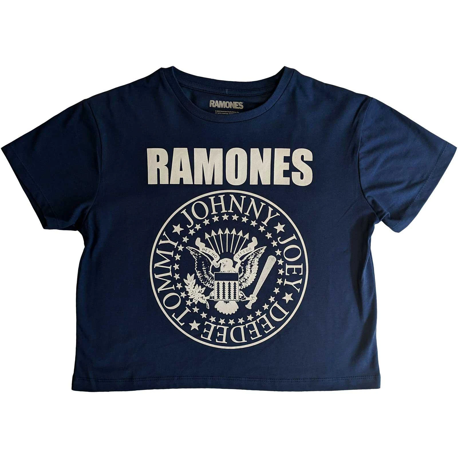 Ramones Womens Presidential Seal Crop Top (Denim Blue) - RO5656