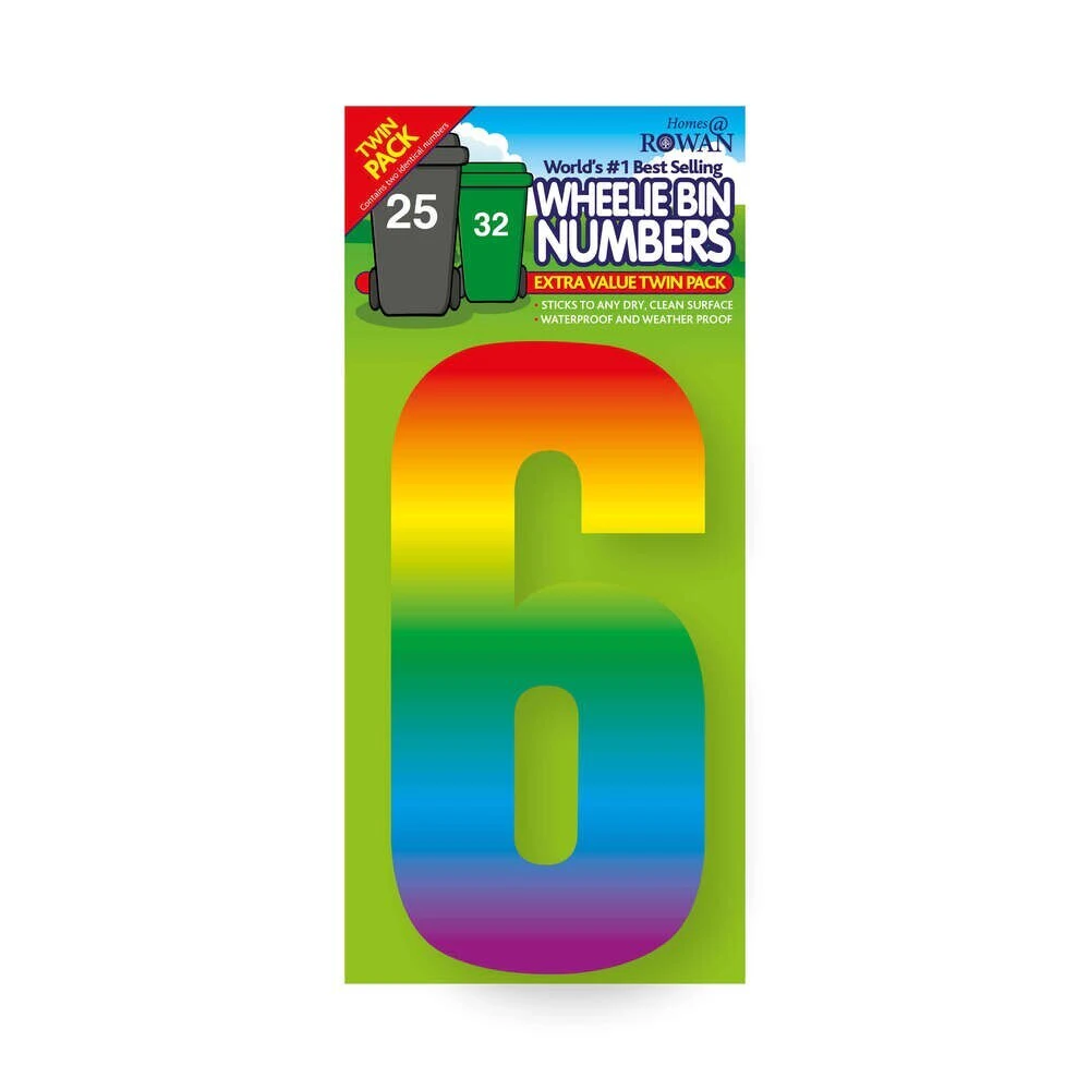 Rowan 6 Rainbow Bin Number (Pack of 2) (Multicoloured) - SG21523