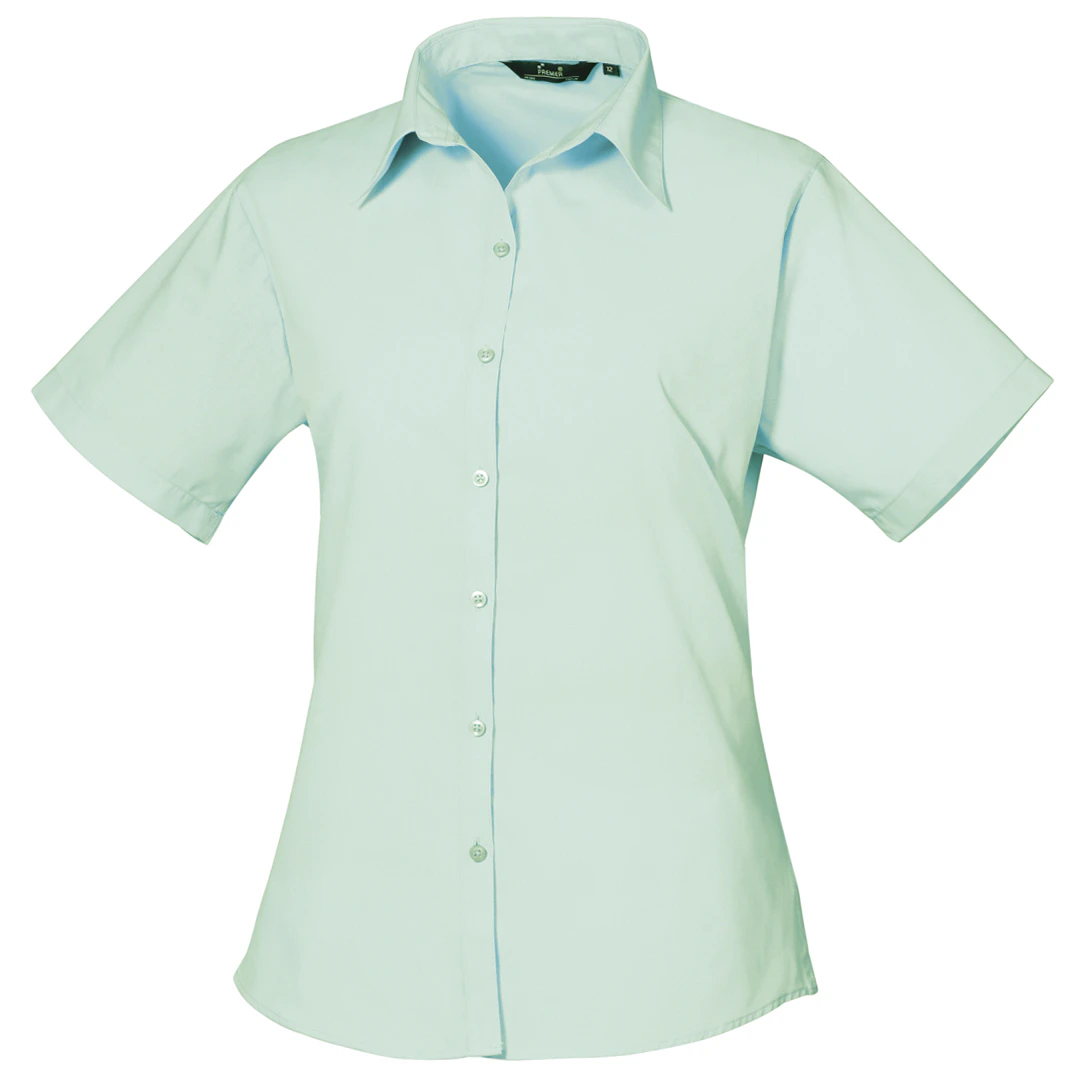 Premier Short Sleeve Poplin Blouse / Plain Work Shirt (Aqua) - RW1092