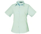 Premier Short Sleeve Poplin Blouse / Plain Work Shirt (Aqua) - RW1092