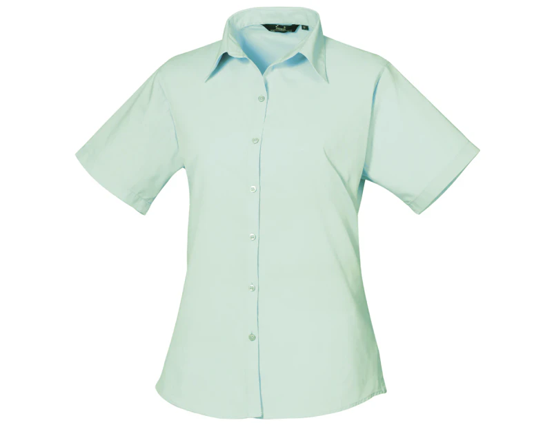 Premier Short Sleeve Poplin Blouse / Plain Work Shirt (Aqua) - RW1092