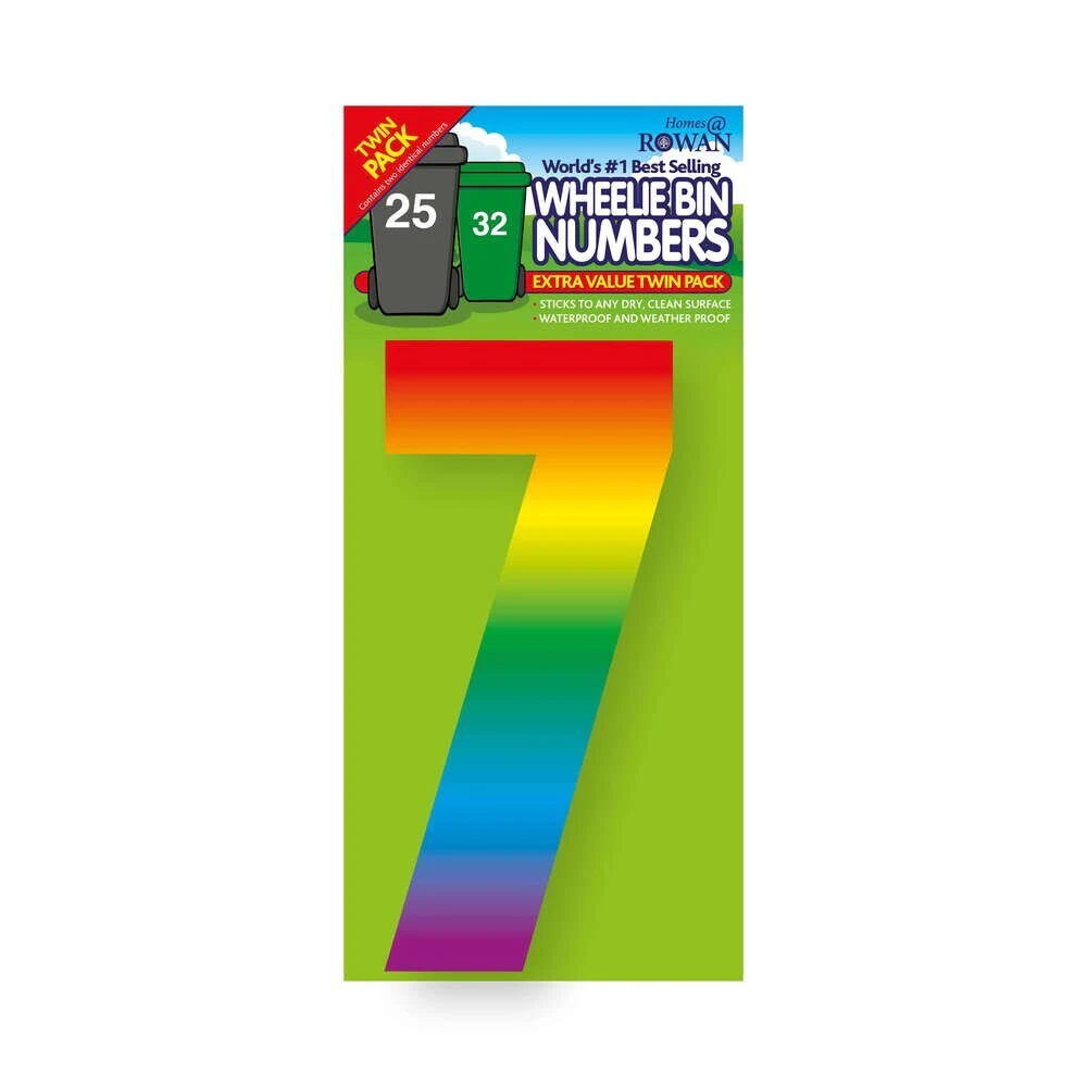 Rowan 7 Rainbow Bin Number (Pack of 2) (Multicoloured) - SG21526