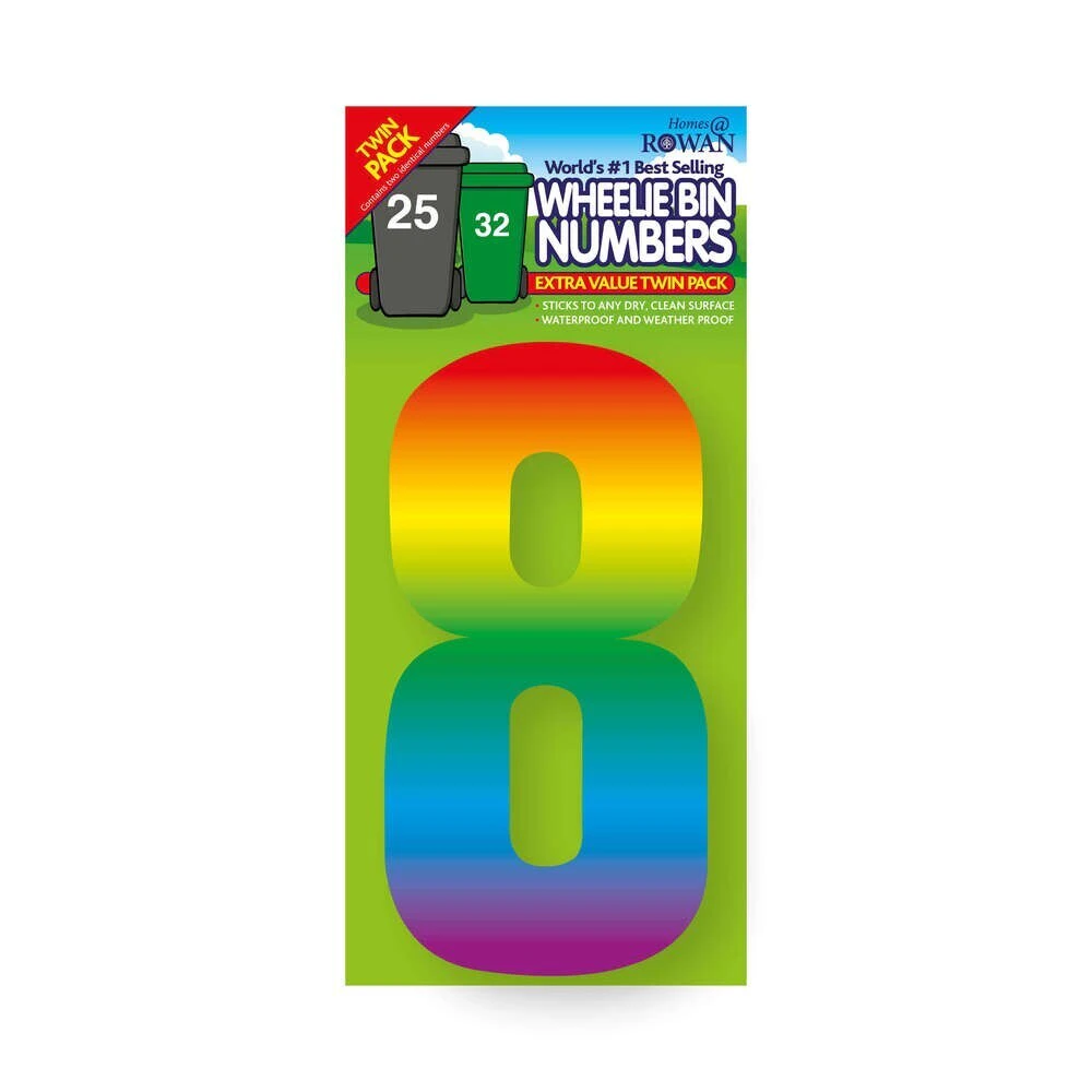 Rowan 8 Rainbow Bin Number (Pack of 2) (Multicoloured) - SG21524