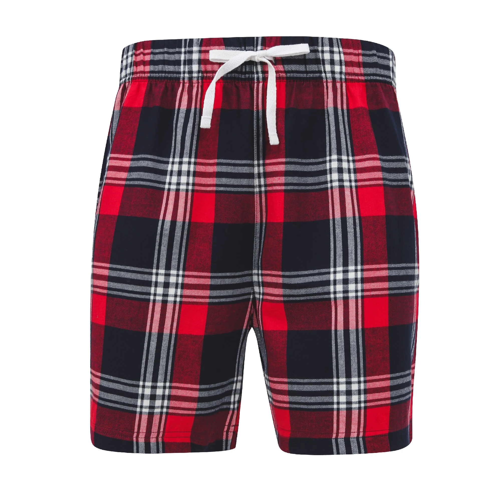 Skinni Fit Mens Tartan Lounge Shorts (Red/Navy Check) - RW7322