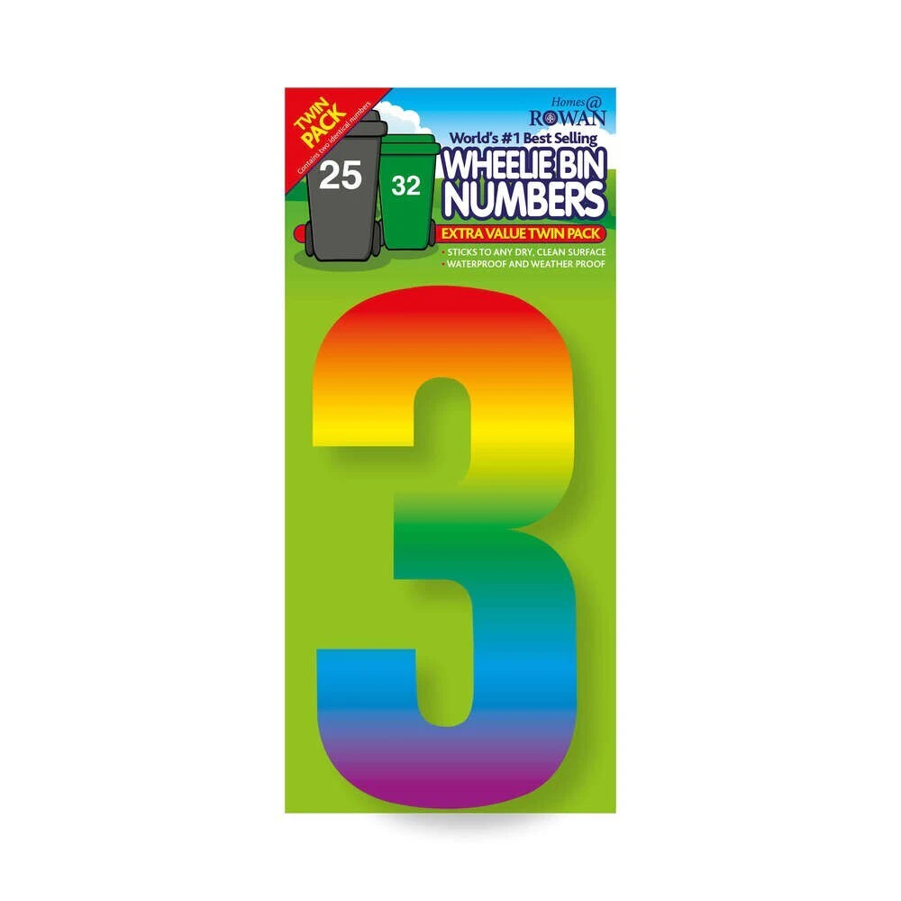 Rowan 3 Rainbow Bin Number (Pack of 2) (Multicoloured) - SG21521