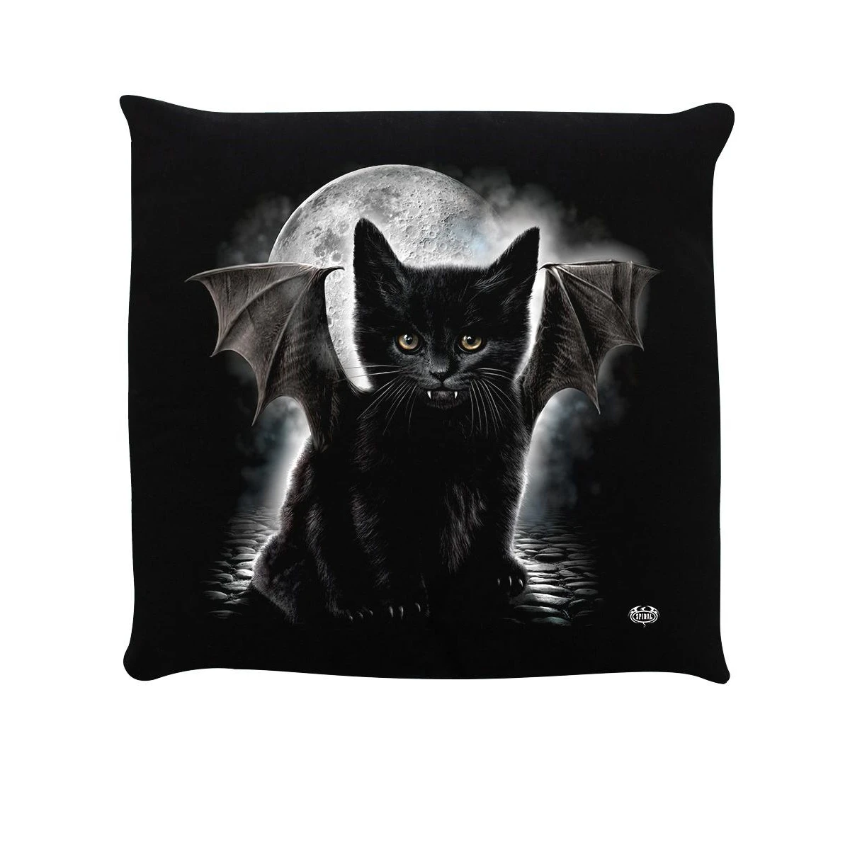 Spiral Bat Cat Filled Cushion (Black) - GR4611