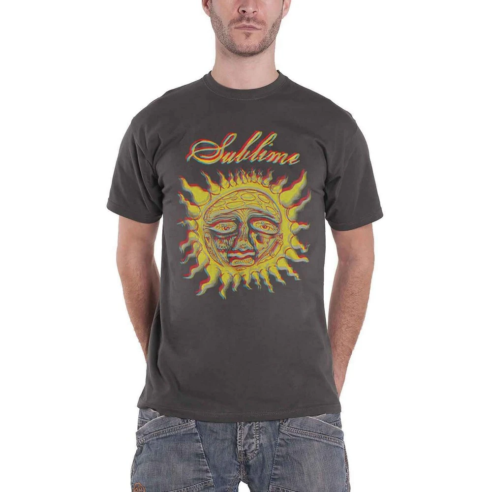 Sublime Unisex Adult Sun Cotton T-Shirt (Charcoal Grey/Yellow) - RO5571