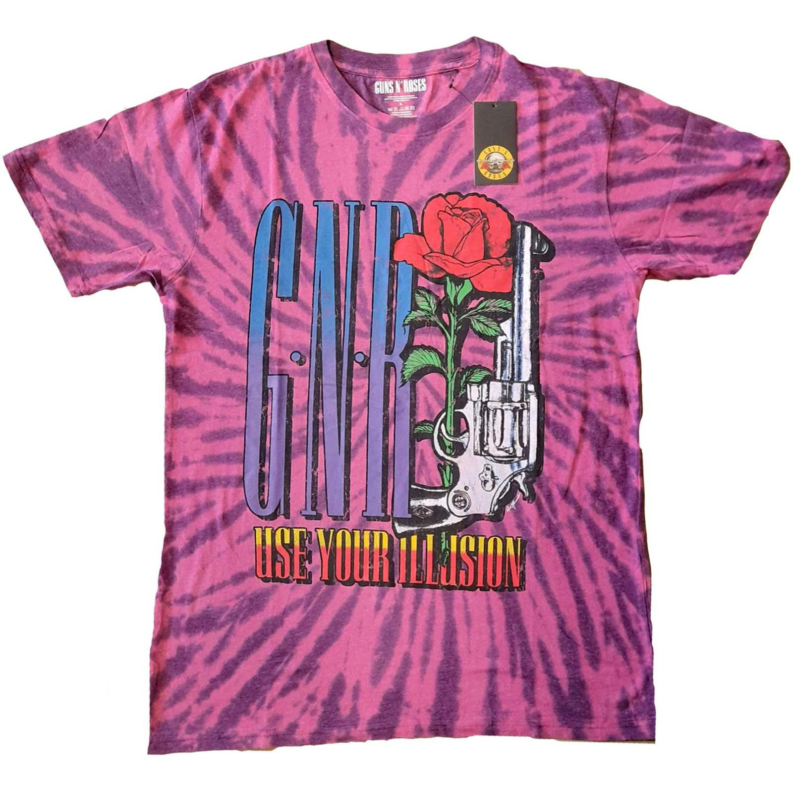 Guns N Roses Unisex Adult UYI Pistol Tie Dye T-Shirt (Purple) - RO4592