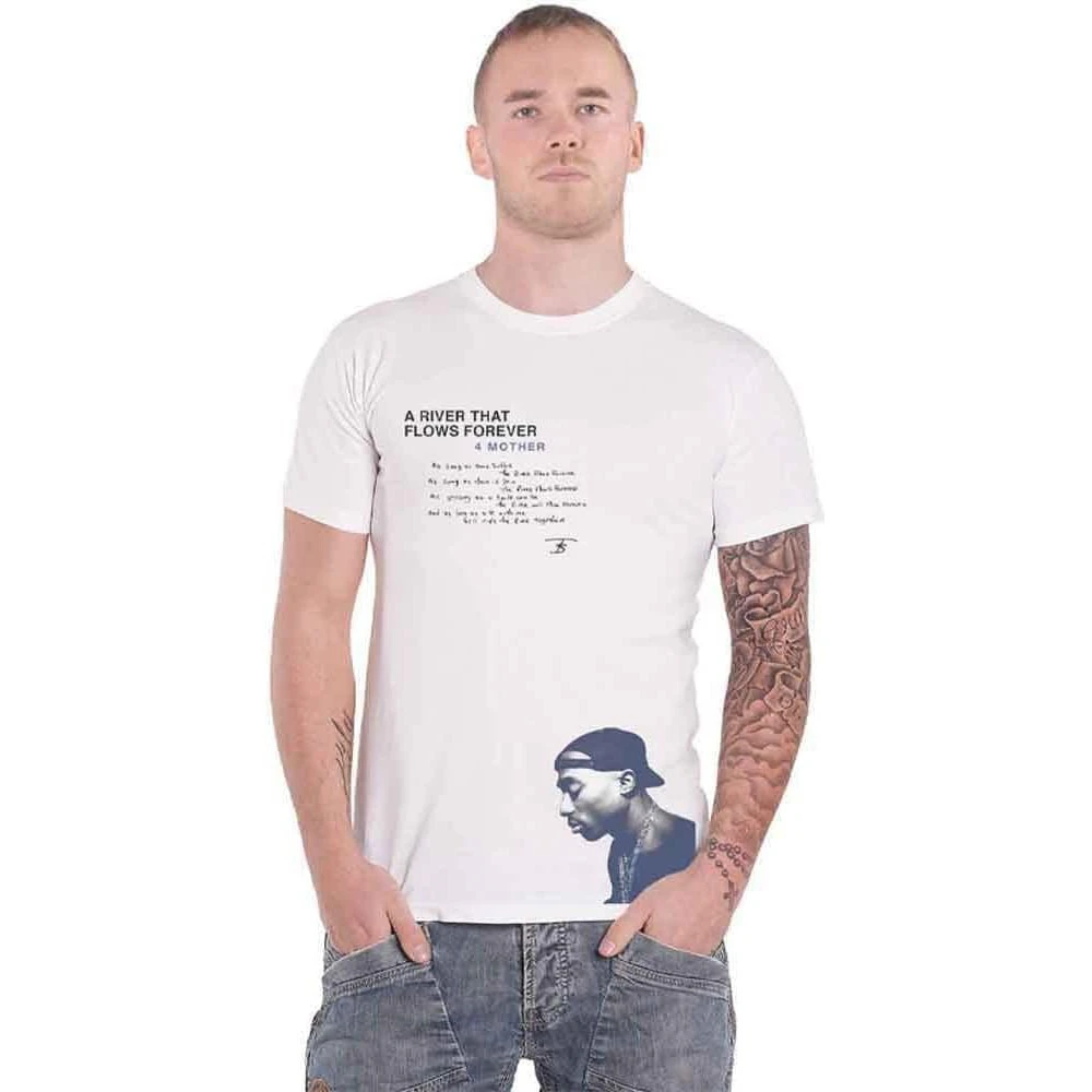 Tupac Shakur Unisex Adult A River Cotton T-Shirt (White) - RO6465