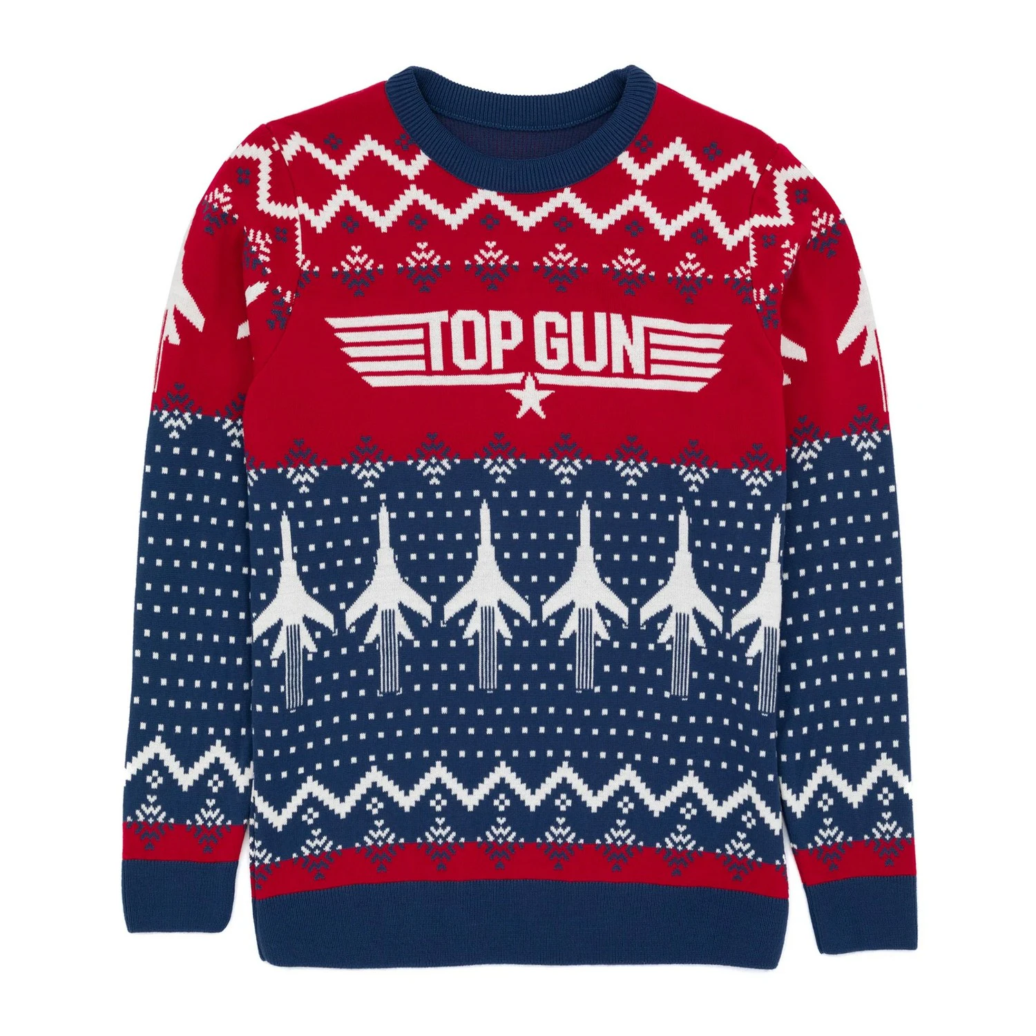 Top Gun Mens Knitted Christmas Jumper (Blue/Red) - NS7024