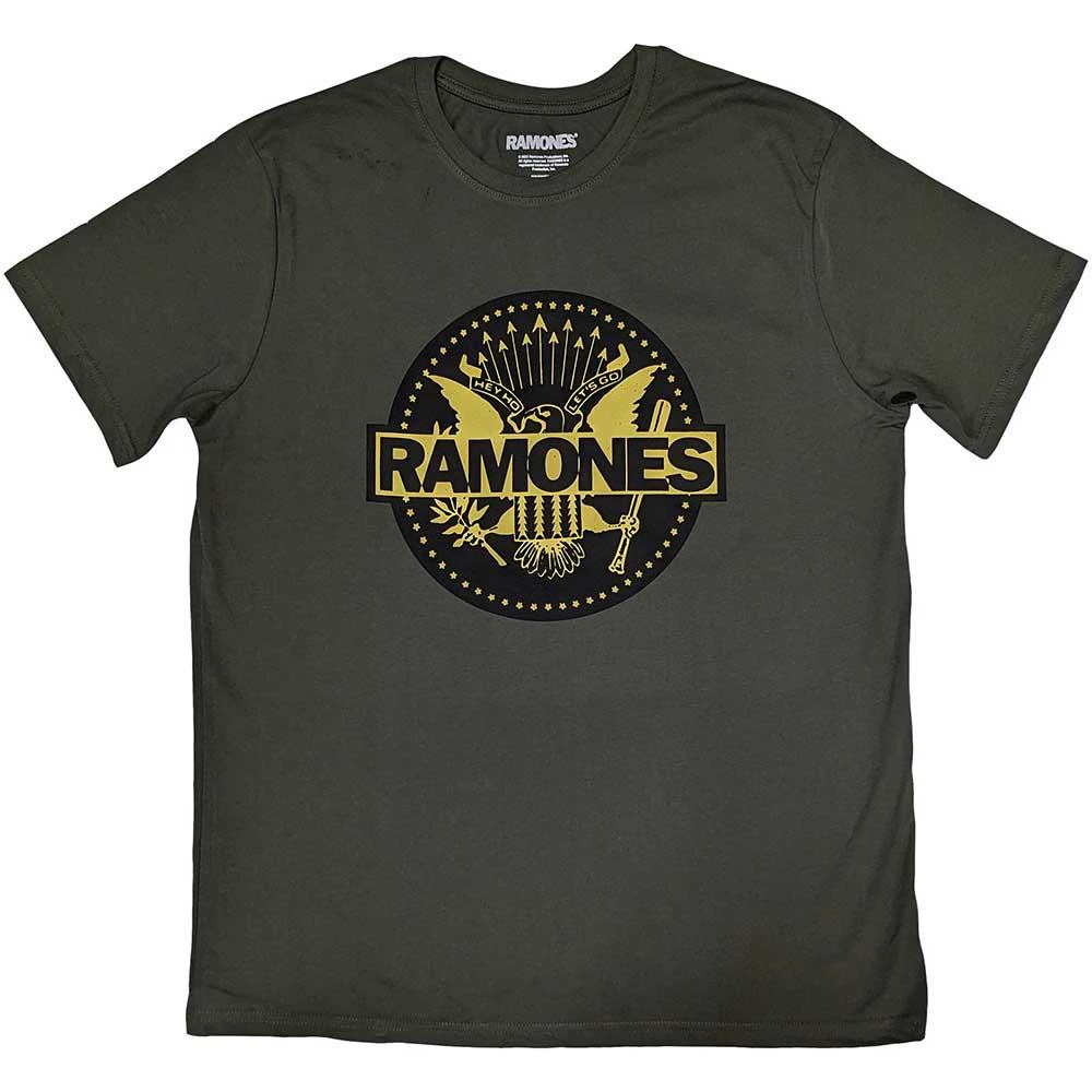 Ramones Unisex Adult Gold Seal T-Shirt (Green) - RO10240